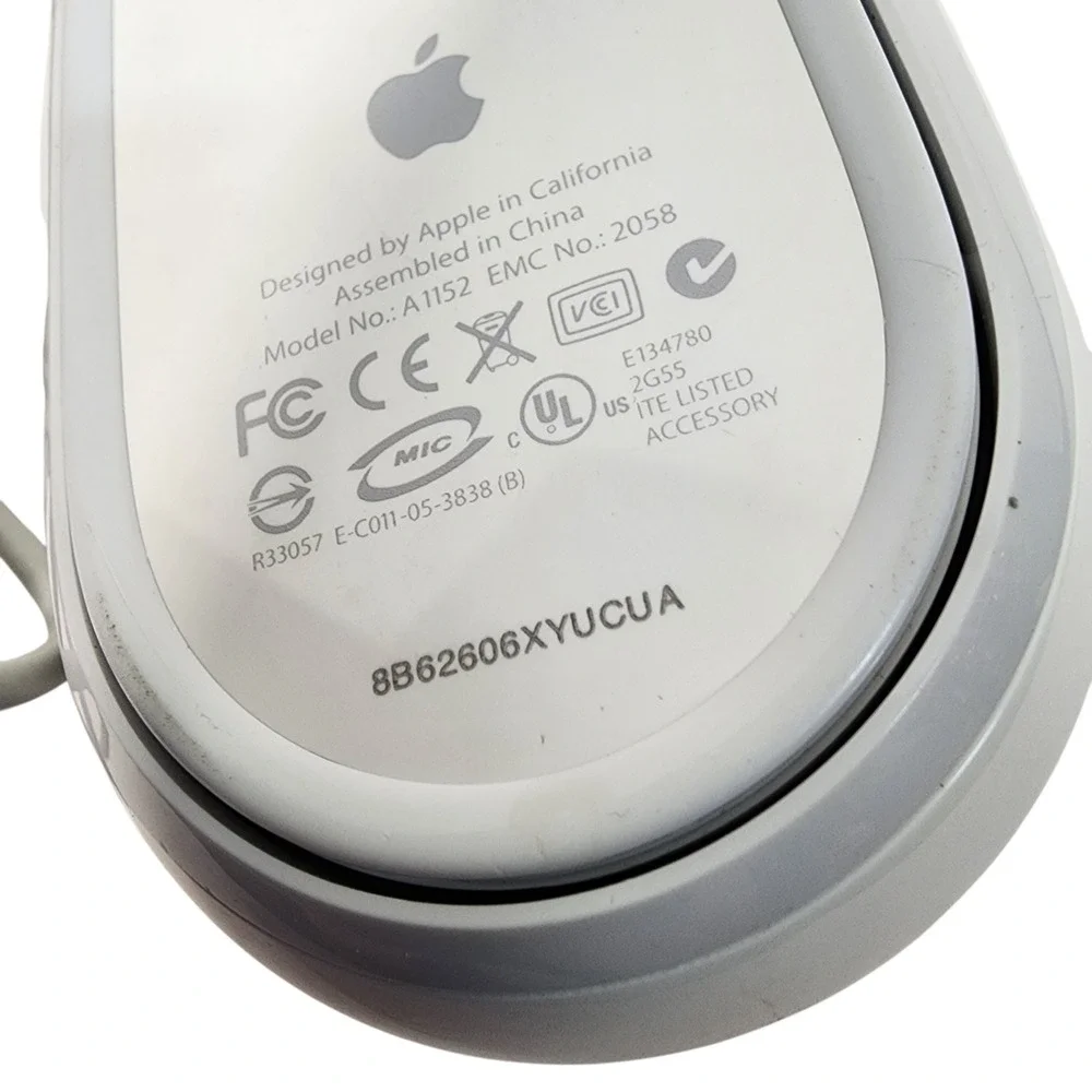 Apple Mighty Mouse A1152 EMC 2058 Wired‎ USB Optical Mouse White